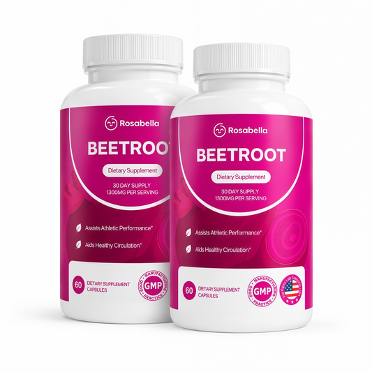 Rosabella Organic Beet Root Capsules - 1300mg Beet Root Powder Aids Healthy Circulation & Vitality, Non-GMO, Beet Root Supplement - 60 Capsules, 30-Day Supply